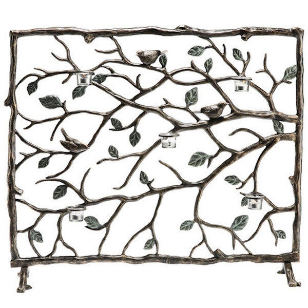 Bird Branch Firescreen Candle Holder Ornate Sculptural leaves branches
